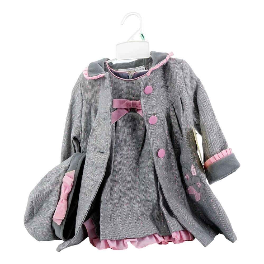 Little Bitty 2 Piece Set and Hat, Size 18M, Gray with Multiprint